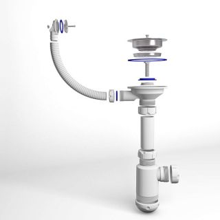 Сифон GRAND 3 1/2 с круглым переливом и винтом металл